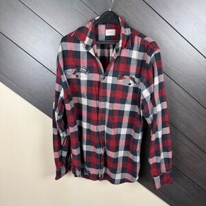 Jachs Men's XLT Flannel Shirt Red Black Plaid Cotton Snap Button Western Tall